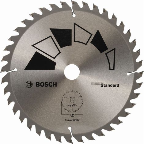 1x Lame de Scie Circulaire Standard (pour Bois, Ø 184 x 2.2/1.5 x 20/16 mm, 40 Dents, ATB, avec 1x Bague de Réduction 16 mm, Accessoire Scie Circulaire) (1/5)