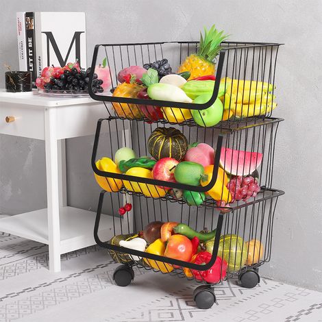3 Tier Iron Wire Fruit Vegetable Basket Storage Unit (1/5)