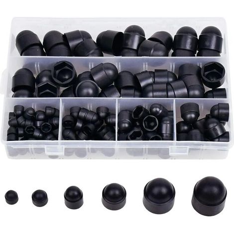 Plastique Boulons Capuchon, Hexagonal Cache Vis Écrou Protection de Boulon, 6 Tailles M4 M5 M6 M8 M10 M12 avec Boîte 145 Pcs Lefou (1/5)