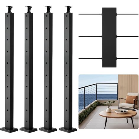 VEVOR Set di Ringhiera 4 Pz per Recinzione da Balcone 914x108x68 mm Giardino Balcone Ponte in Acciaio Inox, Kit di Palo per Balaustrata da Terrazza, Nero, 4JZLGZXHS914UUOI6001V0 (1/5)