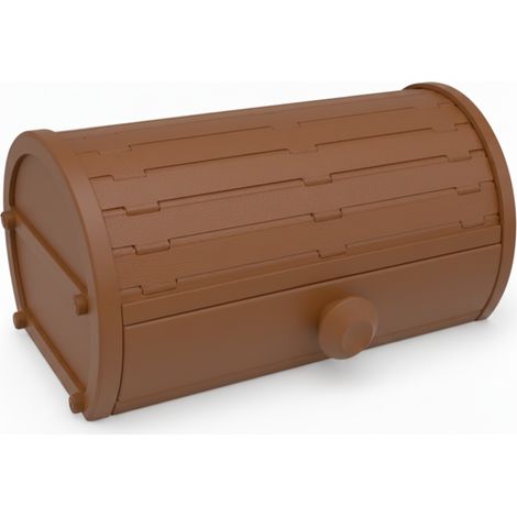 Cassettiera marrone con cassetto, contenitore per gioielli e chiavi.