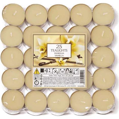 Tealight - Candela profumata vaniglia 25 pezzi per occasioni speciali