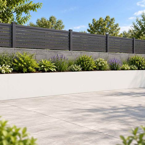 vidaXL Retaining Wall 4 pcs 60 x 12 x 40 cm Steel White (1/5)