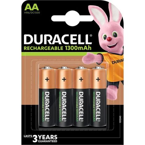 Duracell AA 1300mAh Rechargeable Batteries - Pack of 4