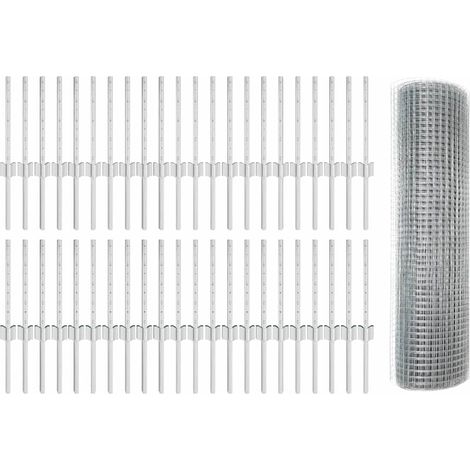Zaun mit Pfosten Silber 0,4 x 100 m Stahl