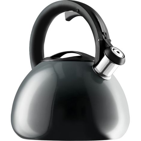 KADAX Bouilloire sifflante en acier inoxydable de 3 l - Bouilloire rétro en 3 couleurs différentes - Avec effet ombré - Gris (1/5)
