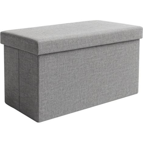 Tabouret pliant avec espace de rangement, charge maximale 100 kg, 76 x 38 x 38 cm, polyester, couleur grise (1/5)