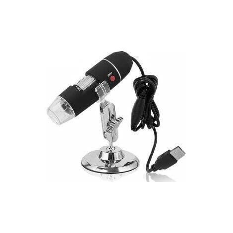 Microscopio USB - Microscopio USB, resoluci贸n 720p, hasta 500 aumentos, iluminaci贸n alrededor de la lente, soporte, compatible con PC (1/4)