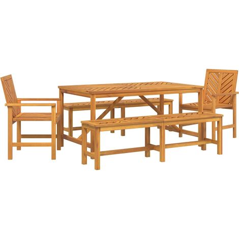 Maison Exclusive - Garten Essgruppe 5 pcs Braun Massivholz Akazie