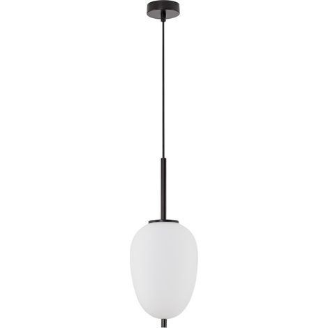 Merano Kenora 15.8cm Globe Suspension Plafonnier Métal Noir, Verre Opale LED E14