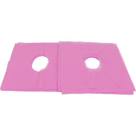 100 lingettes de repos pour visage, trous d'aération, haute absorption d'eau, respirante, jetable, housse d'appuie-tête rose pour salon de beauté (1/5)