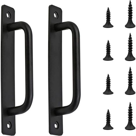 2 Pcs de Porte Fixes en Alliage D'Aluminium, Poignées de Porte Coulissantes, Poignées de Porte Robustes, Adaptées aux Armoires, Portes de Grange, Portes en Bois (Avec 4 vis) (1/5)
