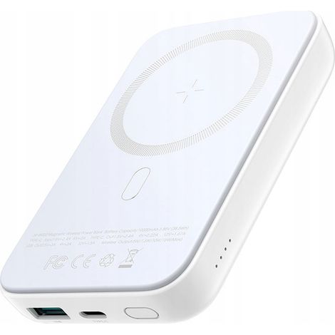 Mini Power Bank de 10000 mAh magnético con cargador USB QC PD USB-C blanco (1/5)