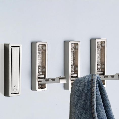 Foldable Coat Hook, Heavy-duty Wall-mounted Hook, Can Hang Towels, Etc., Practical Home (Brushed Nickel, 4 Pieces) (1/5)