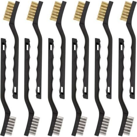 Lot de 12 mini brosses métalliques en acier inoxydable et laiton Ulisem (1/4)