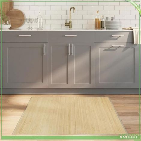 376939 Tapis carré naturel clair 100x100 cm bambou (1/5)