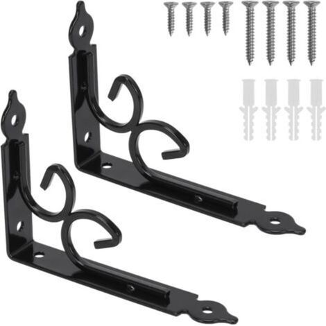 2PCS Equerre Etagere Murale Equerre Charge Lourde Equerre Metal Noir Vintage 150 115 3mm Equerre Fixation Equerre Fer Forge avec Vis Cheville pour Tablette Murale Chambre Meuble Déco (1/5)
