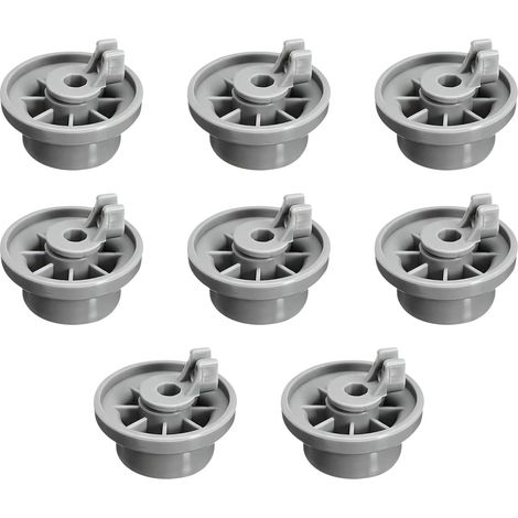 Lot de 8 roulettes pour panier supérieur ou inférieur de lave-vaisselle - 30 mm - Pièces de rechange compatibles avec de nombreux lave-vaisselle (gris) (1/5)