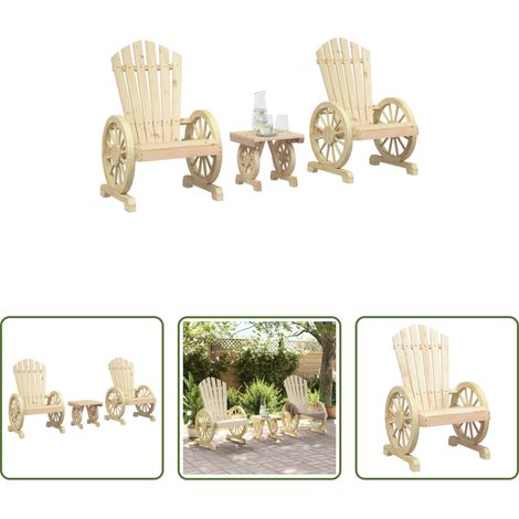 Gartentisch - 3-tlg. Garten-Lounge-Set Massivholz Tanne (1/5)