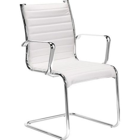 Chaise visiteur Andrea simili cuir - Blanc - Maxiburo
