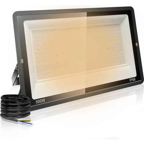 500W Projecteur LED Exterieur 50000LM IP66 Imperméable spot led exterieur Super Brillant Eclairage Extérieur Blanc Chaud(3000k) Sécurité spot led pour stades, usines, Parking, garage, jardin