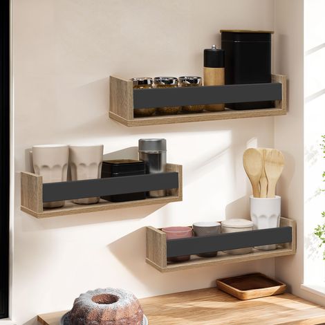 Lote de 3 especieros de pared JULES en haya y negro