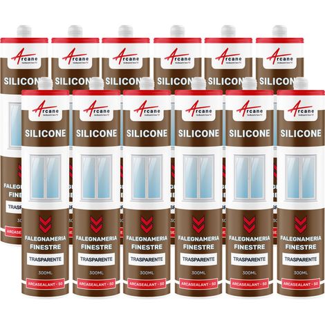 Mastice siliconico per finestre e serramenti, adesione ottimale - ARCASEALANT - 300 ml x 12 Trasparente - ARCANE INDUSTRIES (1/5)