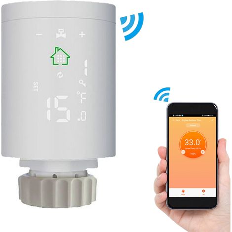 Tête Thermostatique Radiateur Zigbee, Vanne Thermostatique Connectée Programmable, Thermostat Radiateur Compatible avec Alexa, Smart Life APP Contrôle, Tuya Zigbee Gateway Requis (1/5)