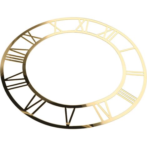 Horloge Murale Autocollants Chiffres Romains en Acrylique Ronde Miroir Décoratif Doré Style Moderne et Élégant pour Salon ou Bureau (1/5)