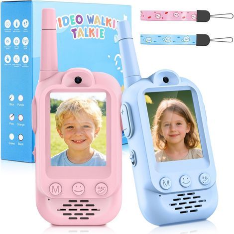 Set mit 2 Walkie-Talkies, 2-Zoll-Bildschirm, integrierte Kamera, Stimmverzerrer, USB-C-aufladbar, Outdoor-Spielzeug für Kinder (1/5)