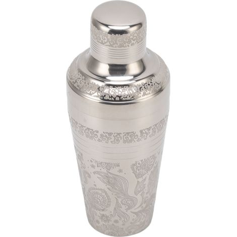 Cocktailshaker aus Edelstahl 304, spülmaschinenfest und rostfrei, für Barkeeper. Glänzende Gravur im japanischen Stil. (1/5)