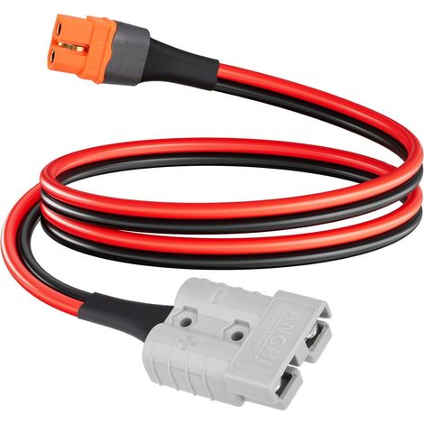 ELFCULB Anderson SB50 Câble de connexion rapide pour batterie 10 AWG 0,6 m vers XT60i femelle Câble de connecteur SB50-XT60I pour batterie RC panneau solaire et station d'alimentation solaire portable (1/5)