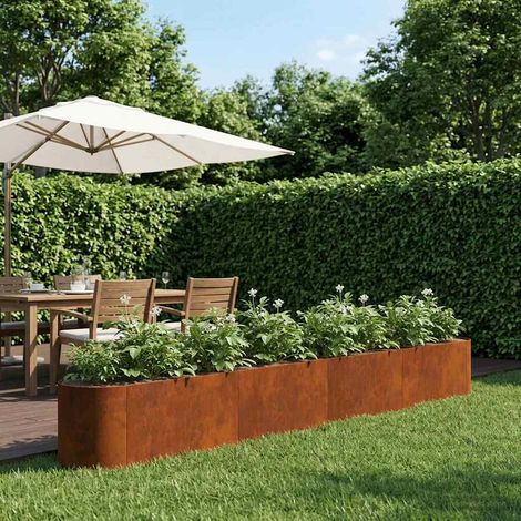 Teenpull – Hochbeet im Garten Wetterfeststahl 360 x 40 x 40 cm (1/5)