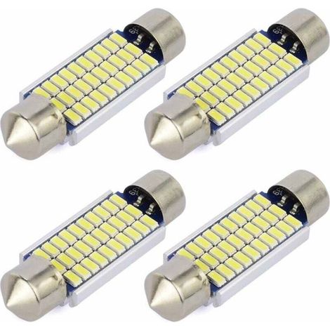 4-Pack C5W LED Error-Free White 41mm 3014 Bulbs 30SMD Festoon Dome Car Interior LED Light 211-2 578 DC 12V 6000k (1/4)