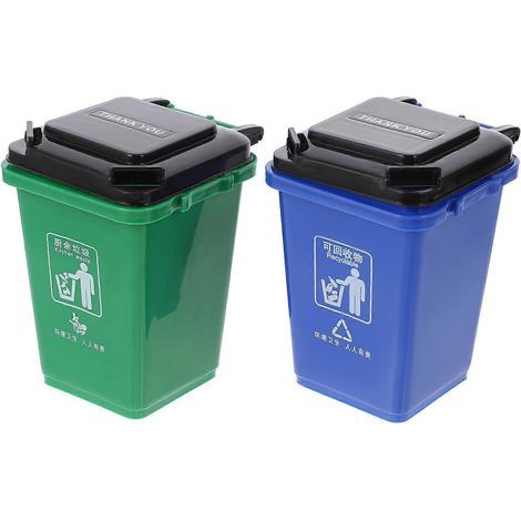 Set aus 2 kreativen, eimerförmigen Stiftehaltern, multifunktionaler Stiftehalter mit Aufbewahrungsfächern, Schreibtisch-Aufbewahrungsbox (blau + grün) – 12,50 x 11,50 x 11,50 cm (1/3)