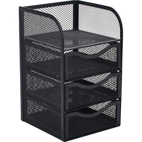 Organiseur de bureau en maille métallique noire (1/4)