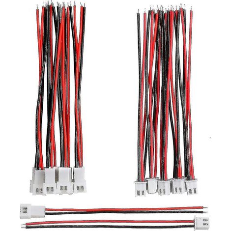20 paires de connecteurs micro JST XH 2,54 mm à 2 broches mâles et femelles avec câble de 10 cm (24) (1/5)
