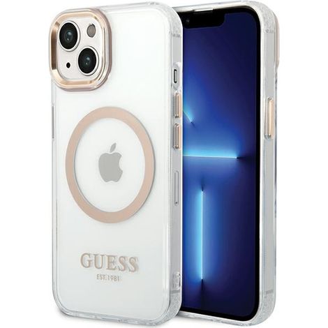 Guess GUHMP15MHTRMD iPhone 15 Plus/14 Plus 6,7 Zoll Gold/Gold Hartschalenetui mit Metallrahmen und MagSafe-Anschluss (1/5)
