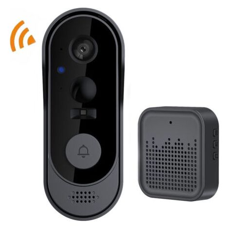 Sonnette vidéo sans fil (sans abonnement), 1080p, avec carillon, audio bidirectionnel, vision nocturne, Wi-Fi 2,4 GHz, pour intérieur et extérieur. (1/5)