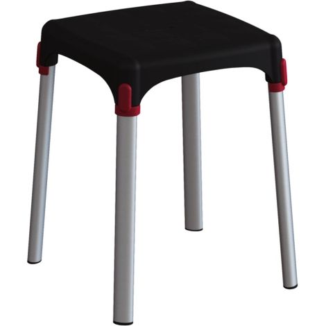 sgabello da bagno quadrato colore nero, 30,5x30,5x42,5 cm