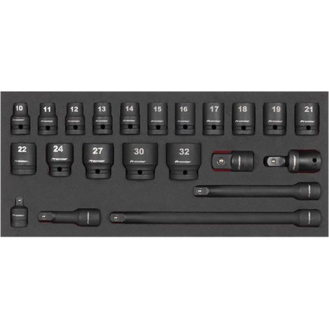 Premier Impact Socket Set with Tool Tray 1/2inSq Drive 22 Piece