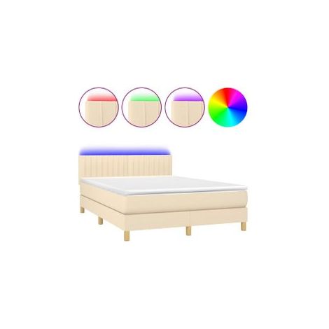 Sommier à lattes de lit avec matelas LED Crème 140x200 Tissu (1/5)