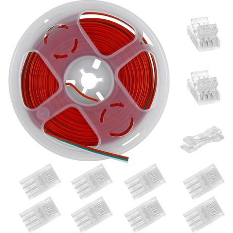 6M Rallonge Câble 3 Broches Fil Cordon 22AWG Branchement Électrique, Câble D'extension à 3 Conducteurs Pour Bandes LED WS2811 WS2812B RGB Couleur 5050 + 3 Pin Connecteur 10 mm (1/5)