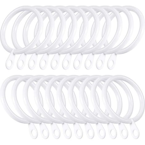 Anelli per appendere tende in metallo bianco, diametro interno 30 mm, confezione da 20