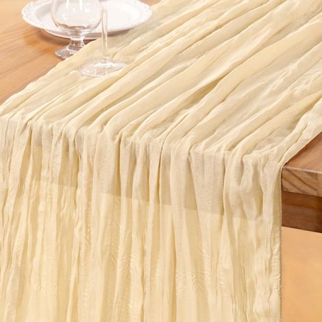 Chemin de Table en Gaze Beige 1 Pack 50 × 50 cm, Décor de Table de Noël (1/5)