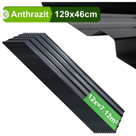 Wolketon 36er TrapezblEBh Dachplatten 0,25 mm, 129 x 46 cm, Anthrazit, verzinkter Stahl, ca. 21 m² (1/5)