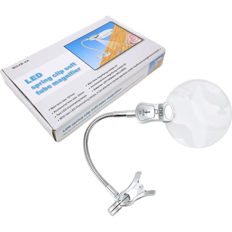Lampe de bureau à pince avec loupe et lumière LED, flexible pour la lecture et la réparation de bijoux (1/5)