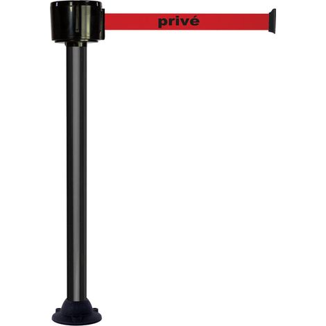 Poteau alu noir à sangle grande longueur rouge + privé 12m x 50mm sur socle fixe - 2810364
