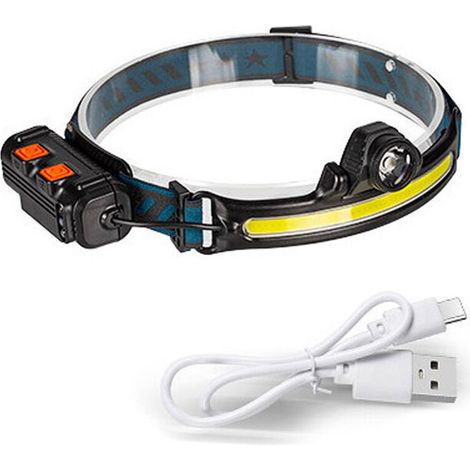 Linterna frontal LED recargable de gran potencia, con zoom y modo de sensor sensible, luz de halo impermeable IPX65 para pesca nocturna, acampada, ciclismo y running. (1/5)