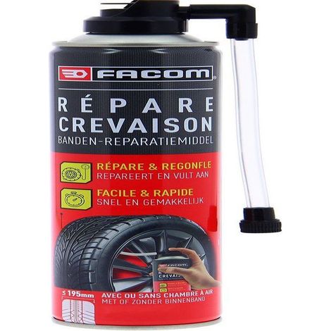 Repara pinchazos 400ml - FACOM - sin desmontar el neumático hasta 195 mm con o sin cámara de aire.